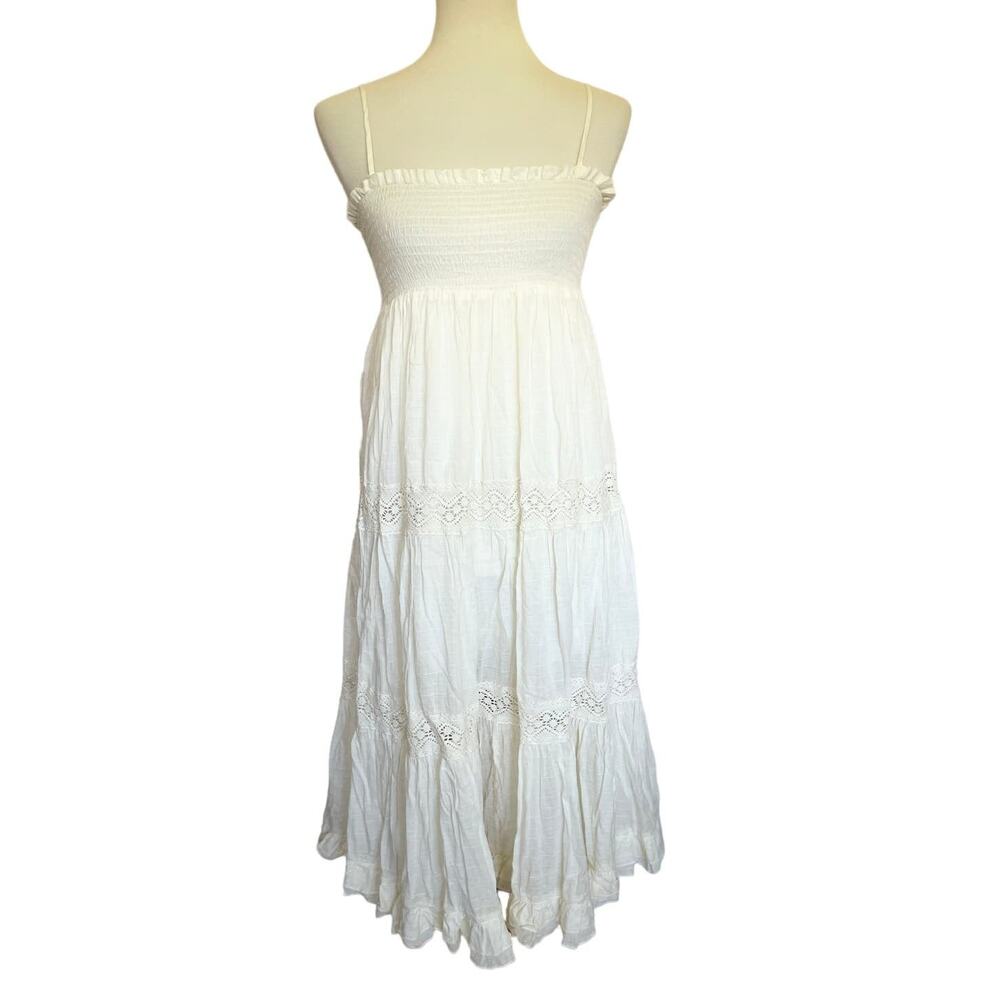 Denim & Supply Ralph Lauren Cotton Midi Baby Doll Dress - Cream - Size Small